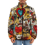 Down-Padded Puffer Jacket Love Symbols Graffiti