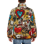 Down-Padded Puffer Jacket Love Symbols Graffiti