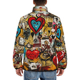 Down-Padded Puffer Jacket Love Symbols Graffiti