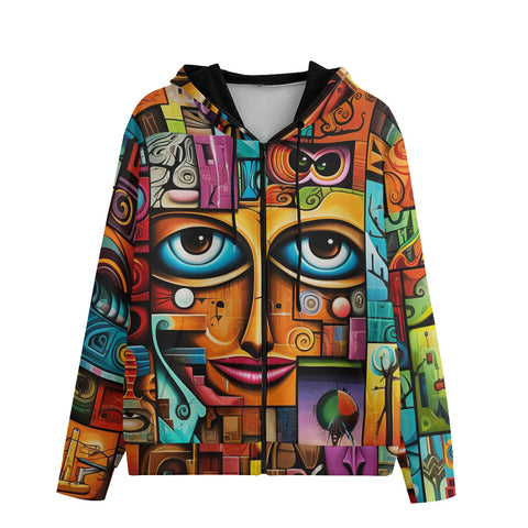 Men's Zip Up Hoodie Colorful Graffiti Art