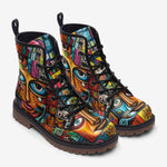 Leather Boots Colorful Graffiti Art