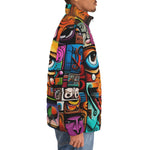 Down-Padded Puffer Jacket Colorful Graffiti Art