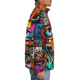 Down-Padded Puffer Jacket Colorful Graffiti Art