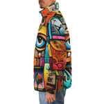 Down-Padded Puffer Jacket Colorful Graffiti Art