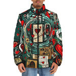 Down-Padded Puffer Jacket Graffiti Hearts Abstraction