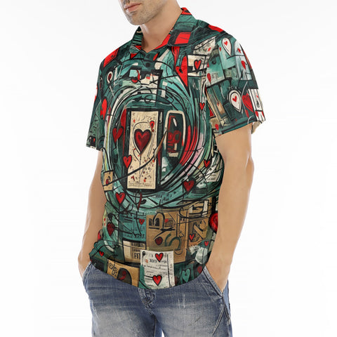 Men's Polo Shirt Graffiti Hearts Abstraction