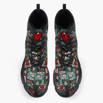 Casual Leather Chunky Boots Graffiti Hearts Abstraction