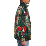 Down-Padded Puffer Jacket Graffiti Hearts Abstraction