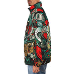Down-Padded Puffer Jacket Graffiti Hearts Abstraction
