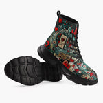 Casual Leather Chunky Boots Graffiti Hearts Abstraction