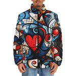 Down-Padded Puffer Jacket Urban Abstract Heart Graffiti