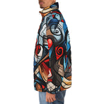 Down-Padded Puffer Jacket Urban Abstract Heart Graffiti