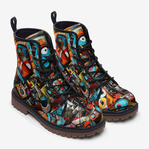 Leather Boots Colorful Art Abstracton