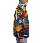 Down-Padded Puffer Jacket Colorful Art Abstracton