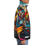 Down-Padded Puffer Jacket Colorful Art Abstracton