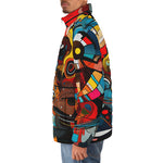 Down-Padded Puffer Jacket Colorful Art Abstracton