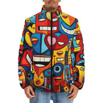 Down-Padded Puffer Jacket Hearts with Smile Graffiti