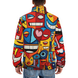 Down-Padded Puffer Jacket Hearts with Smile Graffiti