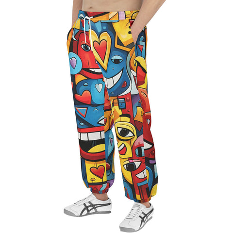 Men's Sweatpants Hearts with Smile Graffiti