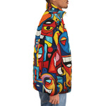 Down-Padded Puffer Jacket Hearts with Smile Graffiti