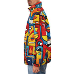 Down-Padded Puffer Jacket Hearts with Smile Graffiti