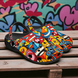 Classic Clogs Hearts with Smile Graffiti