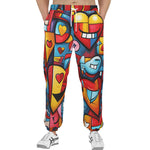Men's Sweatpants Colorful Heart Shapes Graffiti