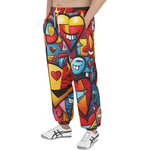 Men's Sweatpants Colorful Heart Shapes Graffiti