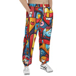Men's Sweatpants Colorful Heart Shapes Graffiti