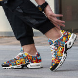 Air Cushion Sneakers Colorful Heart Shapes Graffiti