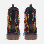 Leather Boots Colorful Heart Shapes Graffiti