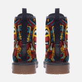 Leather Boots Colorful Heart Shapes Graffiti