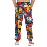 Men's Sweatpants Colorful Heart Shapes Graffiti