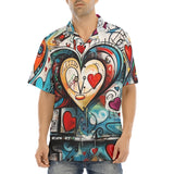 Hawaiian Shirt Abstract Painting with Hearts