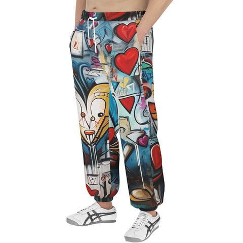 Men's Sweatpants Abstract Painting with Hearts