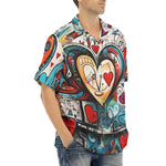 Hawaiian Shirt Abstract Painting with Hearts