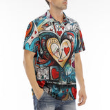 Men's Polo Shirt Abstract Painting with Hearts
