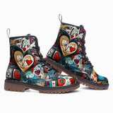 Leather Boots Abstract Painting with Hearts