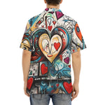 Hawaiian Shirt Abstract Painting with Hearts