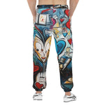 Men's Sweatpants Abstract Painting with Hearts