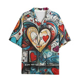 Hawaiian Shirt Abstract Painting with Hearts