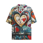 Hawaiian Shirt Abstract Painting with Hearts