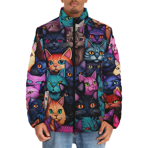 Down-Padded Puffer Jacket Colorful Cats