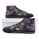 High-Top Canvas Shoes Colorful Cats