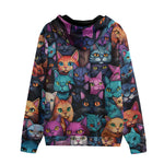 Men's Zip Up Hoodie Colorful Cats