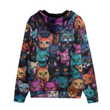 Men's Zip Up Hoodie Colorful Cats