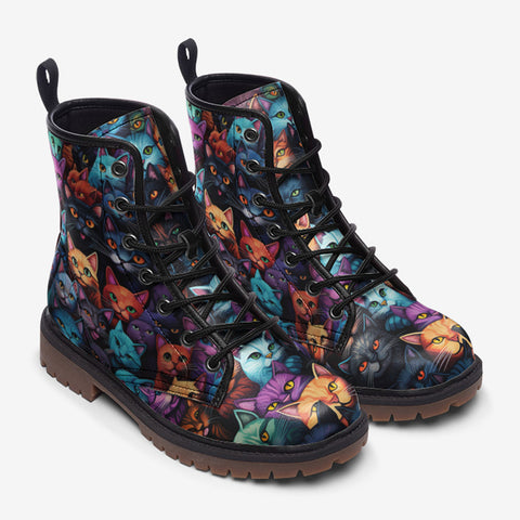 Leather Boots Colorful Cats