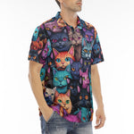 Men's Polo Shirt Colorful Cats