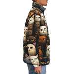 Down-Padded Puffer Jacket Cute Cats Art