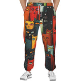 Men's Sweatpants Oil Painting Colorful Cats